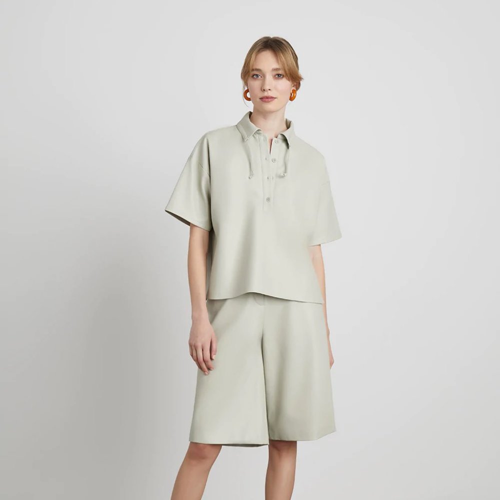 Nadia Vegan-Leather Pullover